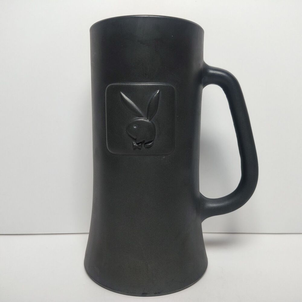 Vintage Playboy Club Beer Stein Mug Matte Black Embossed Bunny Logo